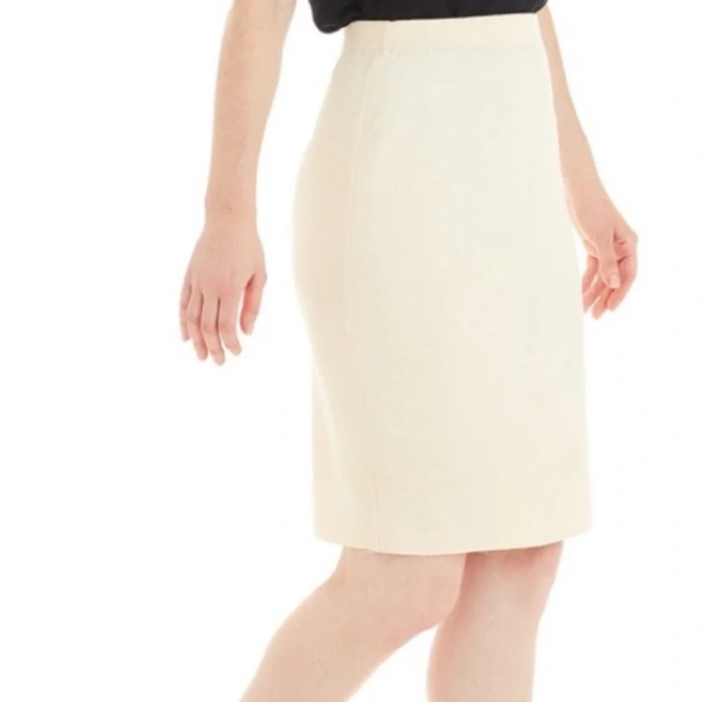 St. John Collection Santana Ivory Knit Pencil Skirt